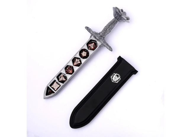 Gamers Guild AZ HYMGHO HY00567: Rose Dagger Dice Case with Sheath Cover - Silver HYMGHO