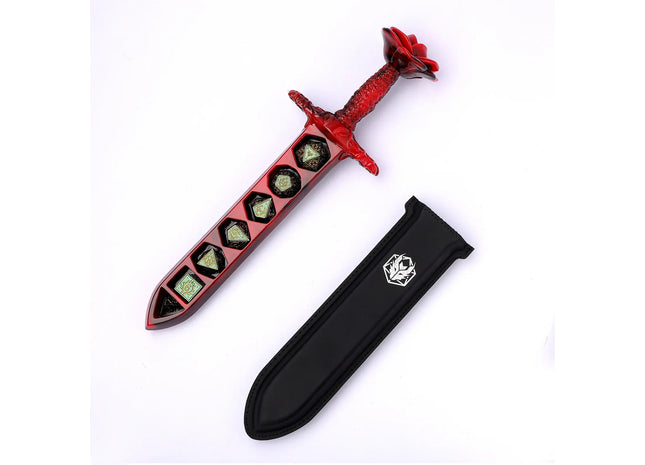Gamers Guild AZ HYMGHO HY00568: Rose Dagger Dice Case with Sheath Cover - Red HYMGHO