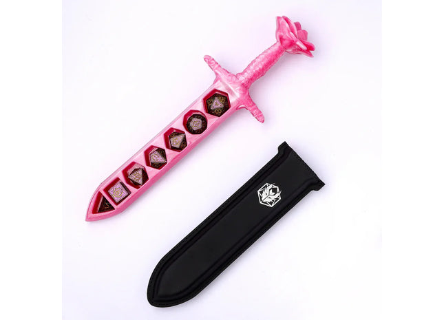Gamers Guild AZ HYMGHO HY00569: Rose Dagger Dice Case with Sheath Cover - Pink HYMGHO