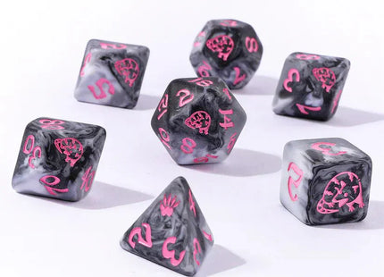 Gamers Guild AZ HYMGHO HY00572: Wyrmforged Rollers - Round Edge Resin RPG Dice Set - Opossum Grey HYMGHO