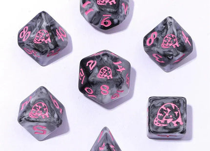 Gamers Guild AZ HYMGHO HY00572: Wyrmforged Rollers - Round Edge Resin RPG Dice Set - Opossum Grey HYMGHO