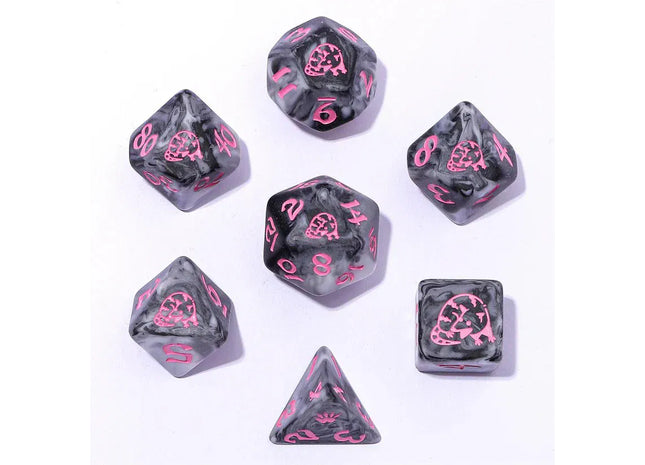 Gamers Guild AZ HYMGHO HY00572: Wyrmforged Rollers - Round Edge Resin RPG Dice Set - Opossum Grey HYMGHO