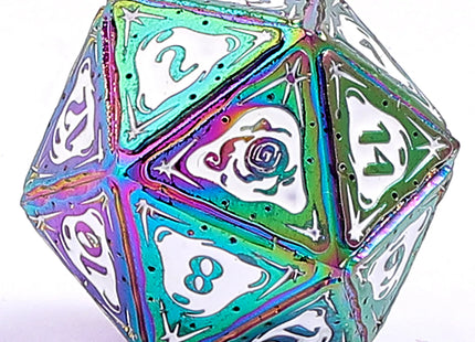 Gamers Guild AZ HYMGHO HY00579: Sorcerer Solid Metal RPG Dice Set - Rainbow w/ White HYMGHO