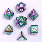 Gamers Guild AZ HYMGHO HY00579: Sorcerer Solid Metal RPG Dice Set - Rainbow w/ White HYMGHO