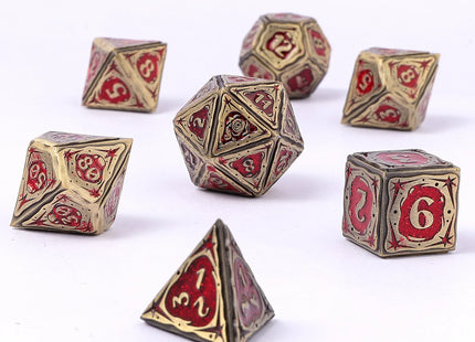 Gamers Guild AZ HYMGHO HY00581: Sorcerer Solid Metal RPG Dice Set - Ancient Bronze w/ Red Glitter HYMGHO
