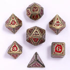 Gamers Guild AZ HYMGHO HY00581: Sorcerer Solid Metal RPG Dice Set - Ancient Bronze w/ Red Glitter HYMGHO