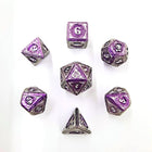 Gamers Guild AZ HYMGHO HY00586: Sorcerer Solid Metal RPG Dice Set - Purple w/ Silver HYMGHO