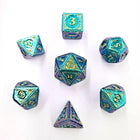 Gamers Guild AZ HYMGHO HY00588: Sorcerer Solid Metal RPG Dice Set - Teal w/ Gold HYMGHO