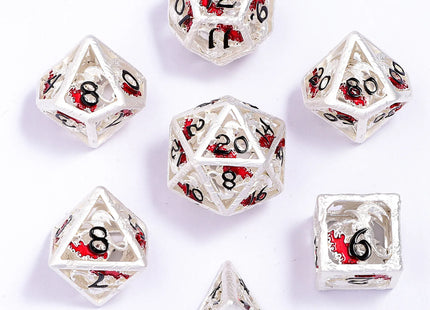 Gamers Guild AZ HYMGHO HY00591: Dragon's Hymn Hollow Metal Dice Set - Silver HYMGHO