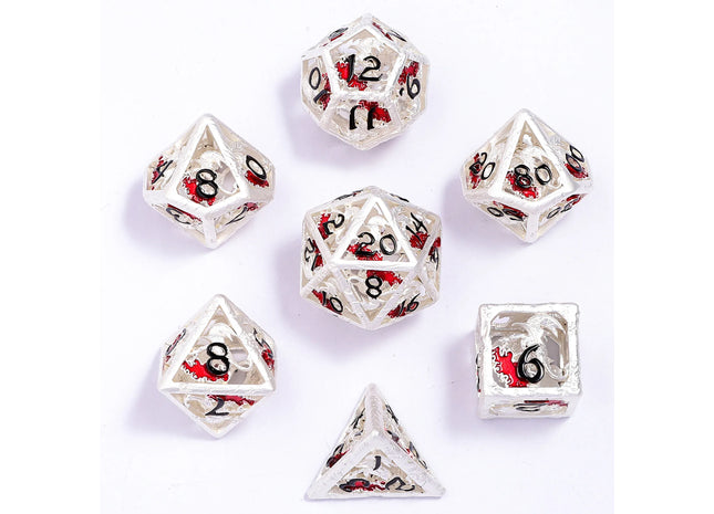 Gamers Guild AZ HYMGHO HY00591: Dragon's Hymn Hollow Metal Dice Set - Silver HYMGHO