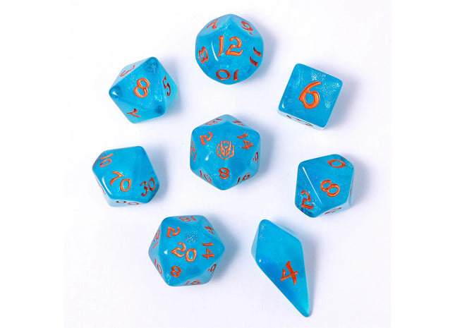 Gamers Guild AZ HYMGHO HY02023: 8pc Polyhedral Dice Set - Ray of Frost HYMGHO