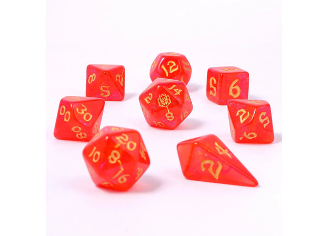 Gamers Guild AZ HYMGHO HY02027: 8pc Polyhedral Dice Set - Fireball HYMGHO