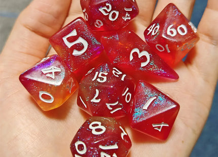 Gamers Guild AZ HYMGHO HY02030: Round Edge RPG Dice Set - Infernal Spark HYMGHO