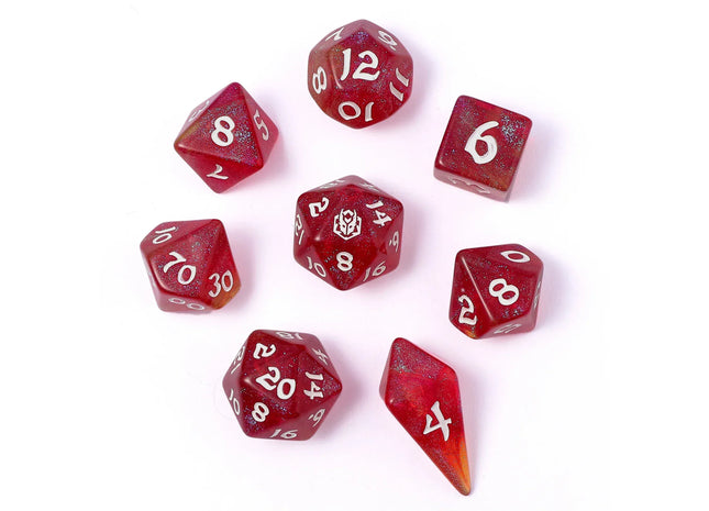 Gamers Guild AZ HYMGHO HY02030: Round Edge RPG Dice Set - Infernal Spark HYMGHO