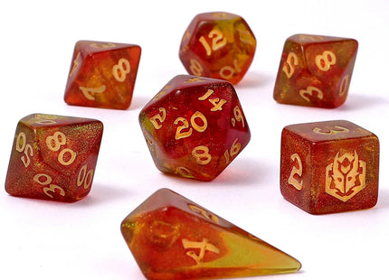Gamers Guild AZ HYMGHO HY02034: Mini Polymer RPG Dice Set - Phoenix Feather HYMGHO