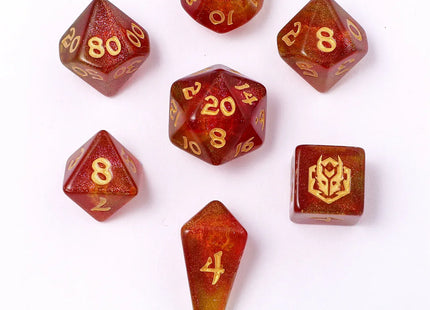 Gamers Guild AZ HYMGHO HY02034: Mini Polymer RPG Dice Set - Phoenix Feather HYMGHO
