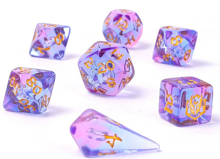 Gamers Guild AZ HYMGHO HY02036: Mini Polymer RPG Dice Set - Unicorn Tears HYMGHO