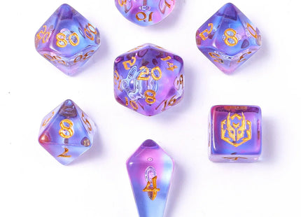 Gamers Guild AZ HYMGHO HY02036: Mini Polymer RPG Dice Set - Unicorn Tears HYMGHO