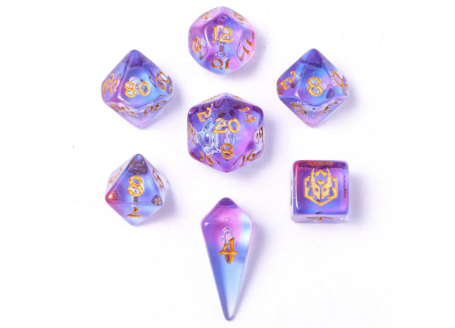 Gamers Guild AZ HYMGHO HY02036: Mini Polymer RPG Dice Set - Unicorn Tears HYMGHO