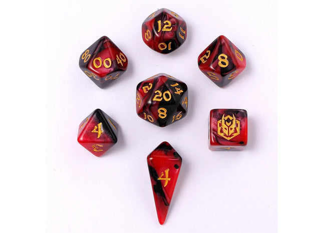 Gamers Guild AZ HYMGHO HY02038: Mini Polymer RPG Dice Set - Blood Pact HYMGHO