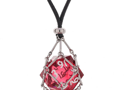 Gamers Guild AZ HYMGHO HYJ031: Mysticage Dice Chain Necklace with D20 - Black Leather Chain HYMGHO