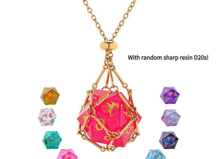 Gamers Guild AZ HYMGHO HYJ033: Mysticage Dice Chain Necklace with D20 - Gold Chain HYMGHO