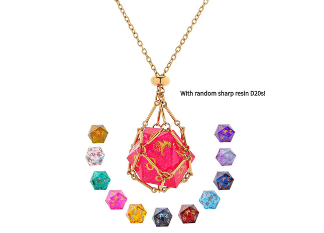 Gamers Guild AZ HYMGHO HYJ033: Mysticage Dice Chain Necklace with D20 - Gold Chain HYMGHO