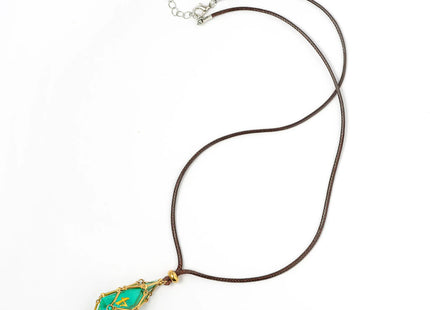 Gamers Guild AZ HYMGHO HYJ036: Mysticage Dice Chain Necklace with D4 - Brown Leather Chain HYMGHO