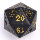 Gamers Guild AZ HYMGHO HYMGHO Dice: Barbarian 35mm Solid Metal Single D20 Spin Down - Matt Black with Gold HYMGHO