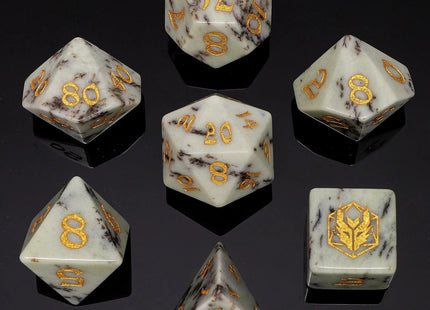 Gamers Guild AZ HYMGHO HYMGHO Dice: BRB037 - Dragon's Hoard Gemstone Dice - Petrified Wood HYMGHO