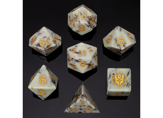 Gamers Guild AZ HYMGHO HYMGHO Dice: BRB037 - Dragon's Hoard Gemstone Dice - Petrified Wood HYMGHO