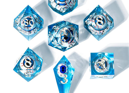 Gamers Guild AZ HYMGHO HYMGHO Dice: BRR027 - Captured Magic Hand Sanded Sharp Edge Resin - Always Watching Blue Eyes HYMGHO