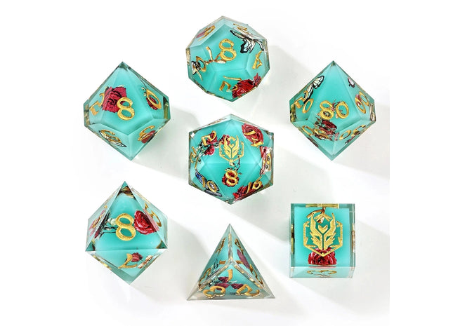 Gamers Guild AZ HYMGHO HYMGHO Dice: BRR088 Captured Magic Hand Sanded Sharp Edge Resin - Meadow Magic HYMGHO