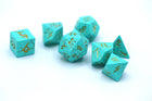 Gamers Guild AZ HYMGHO HYMGHO Dice: HY00120 - Turquoise with Gold Barbarian Dice Set HYMGHO