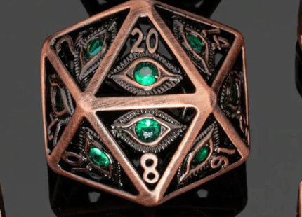 Gamers Guild AZ HYMGHO HYMGHO Dice: HY0016120  - Dragon's Eye Hollow Metal Single D20 Dice - Emerald Green Gems HYMGHO