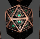 Gamers Guild AZ HYMGHO HYMGHO Dice: HY0016120  - Dragon's Eye Hollow Metal Single D20 Dice - Emerald Green Gems HYMGHO