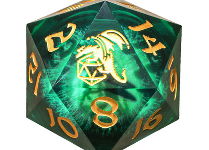 Gamers Guild AZ HYMGHO HYMGHO Dice: HY00273 - Sharp Edged Resin LED 55mm D20 - Beholder's Gaze - Green HYMGHO
