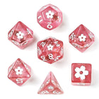Gamers Guild AZ HYMGHO HYMGHO Dice: HY00323  - Wyrmforged Rollers - Sakura Blossom RPG Dice Set - Pink with White Ink HYMGHO