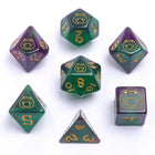 Gamers Guild AZ HYMGHO HYMGHO Dice: HY00325 - Wyrmforged Rollers - Rounded Resin Polyhedral Dice - Bog Frog Gold HYMGHO