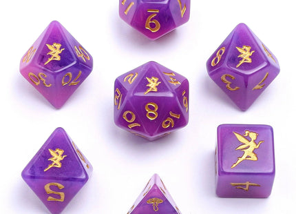 Gamers Guild AZ HYMGHO HYMGHO Dice: HY00327  - Wyrmforged Rollers - Rounded Resin Polyhedral Dice - Pixie Dust Gold HYMGHO