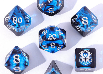 Gamers Guild AZ HYMGHO HYMGHO Dice: HY00333 - Wyrmforged Rollers - Rounded Resin Polyhedral Dice - Dragon Eye Blue HYMGHO