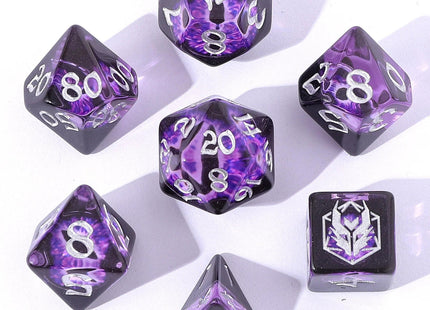 Gamers Guild AZ HYMGHO HYMGHO Dice: HY00334  - Wyrmforged Rollers - Rounded Resin Polyhedral Dice - Dragon Eye Purple HYMGHO