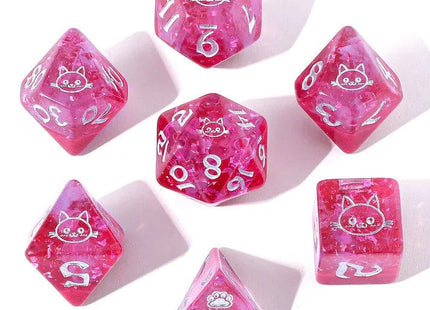 Gamers Guild AZ HYMGHO HYMGHO Dice: HY00336  - Wyrmforged Rollers - Rounded Resin Polyhedral Dice - Purrfect Pink HYMGHO