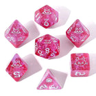 Gamers Guild AZ HYMGHO HYMGHO Dice: HY00336  - Wyrmforged Rollers - Rounded Resin Polyhedral Dice - Purrfect Pink HYMGHO
