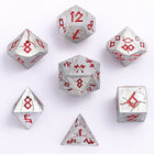 Gamers Guild AZ HYMGHO HYMGHO Dice: HY00356 Barbarian Solid Metal Polyhedral Dice Set - Matte Silver Red HYMGHO