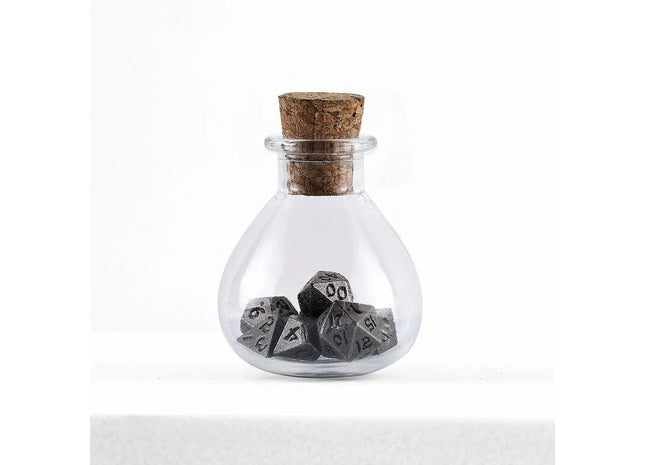 Gamers Guild AZ HYMGHO HYMGHO Dice: HY00400 - Unseelie Mini Metal RPG Dice Set - Ancient Silver HYMGHO