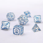 Gamers Guild AZ HYMGHO HYMGHO Dice: HY00412 - Wizard Solid Metal Polyhedral Dice Set - Silver with Blue HYMGHO