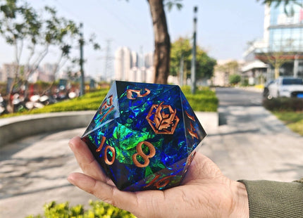 Gamers Guild AZ HYMGHO HYMGHO Dice: HY00432 100mm Chonk D20 - Red & Blue HYMGHO