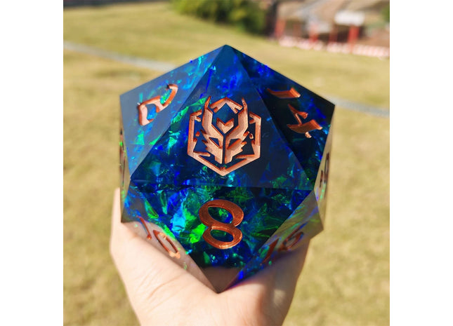 Gamers Guild AZ HYMGHO HYMGHO Dice: HY00432 100mm Chonk D20 - Red & Blue HYMGHO