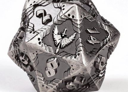 Gamers Guild AZ HYMGHO HYMGHO Dice: HY00460 Solid Metal Paladin Class Rpg Dice Set - Ancient Silver HYMGHO